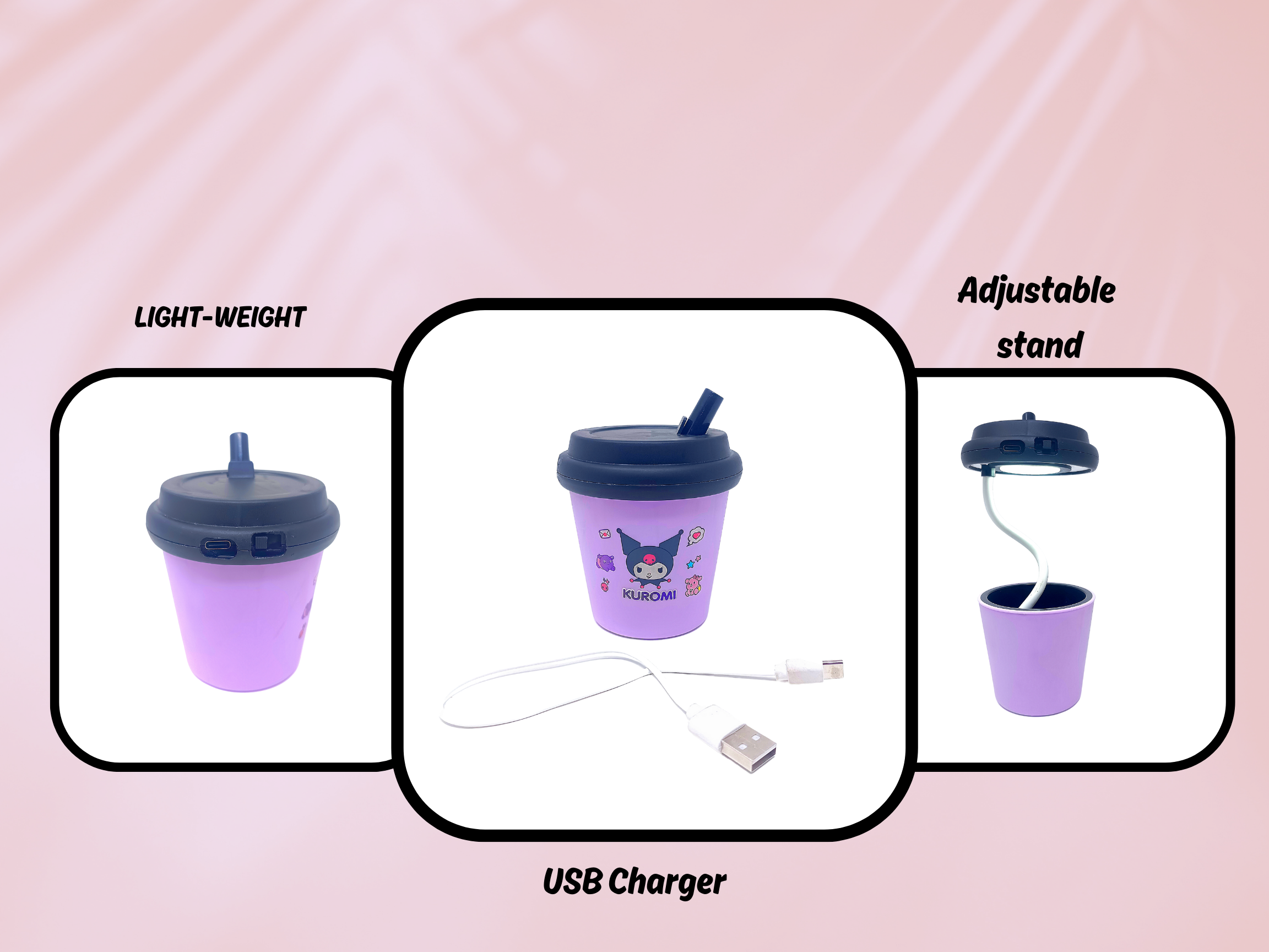 Cute Cartoon LED Pen stand with a Foldable Table Lamp