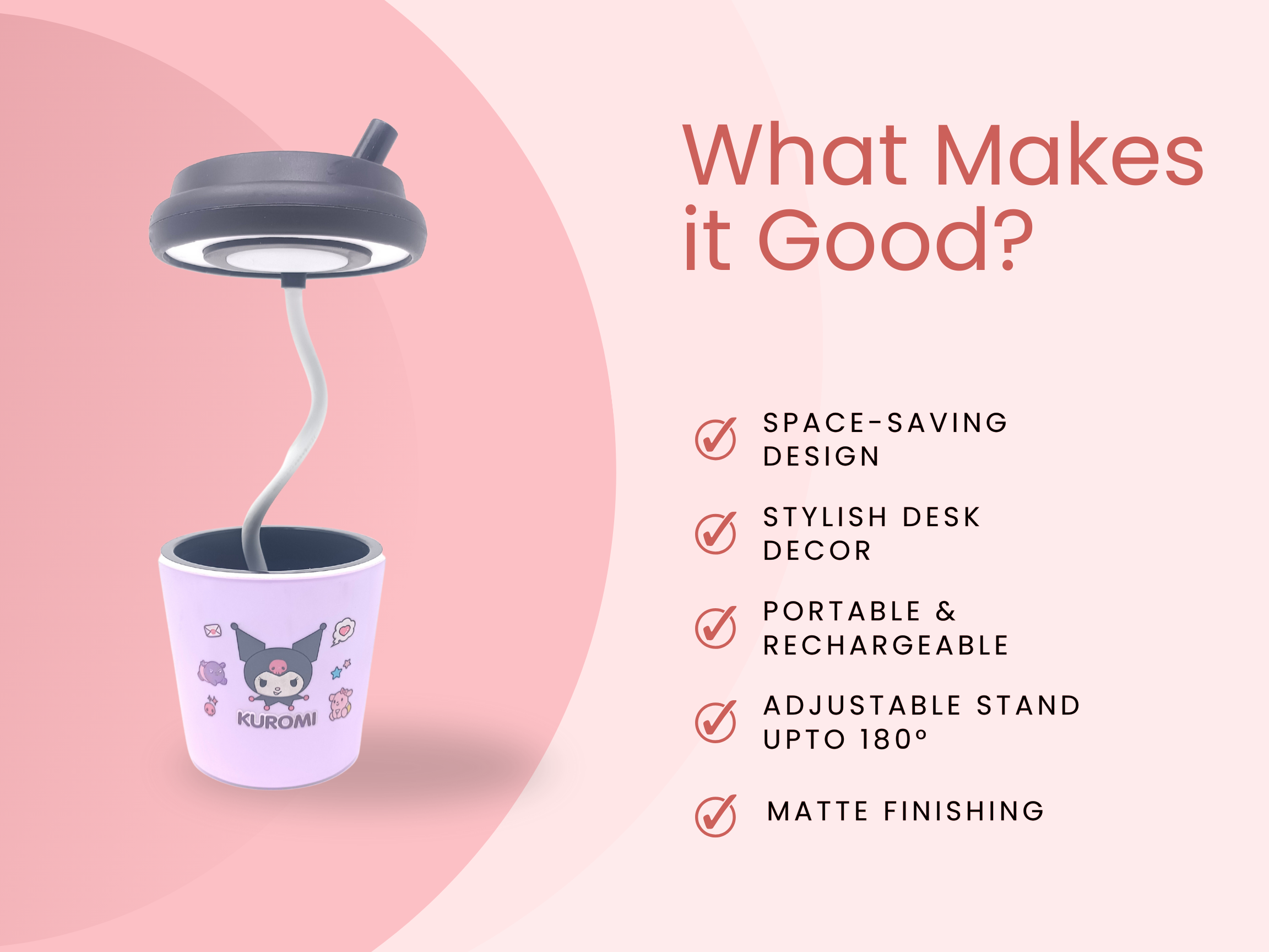 Cute Cartoon LED Pen stand with a Foldable Table Lamp