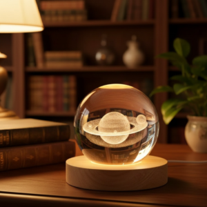 3D Saturn Crystal Globe Lamp (Warm White)