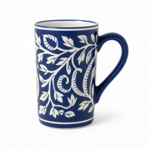 Blue Pottery Blue Floral Handmade Coffee Mug