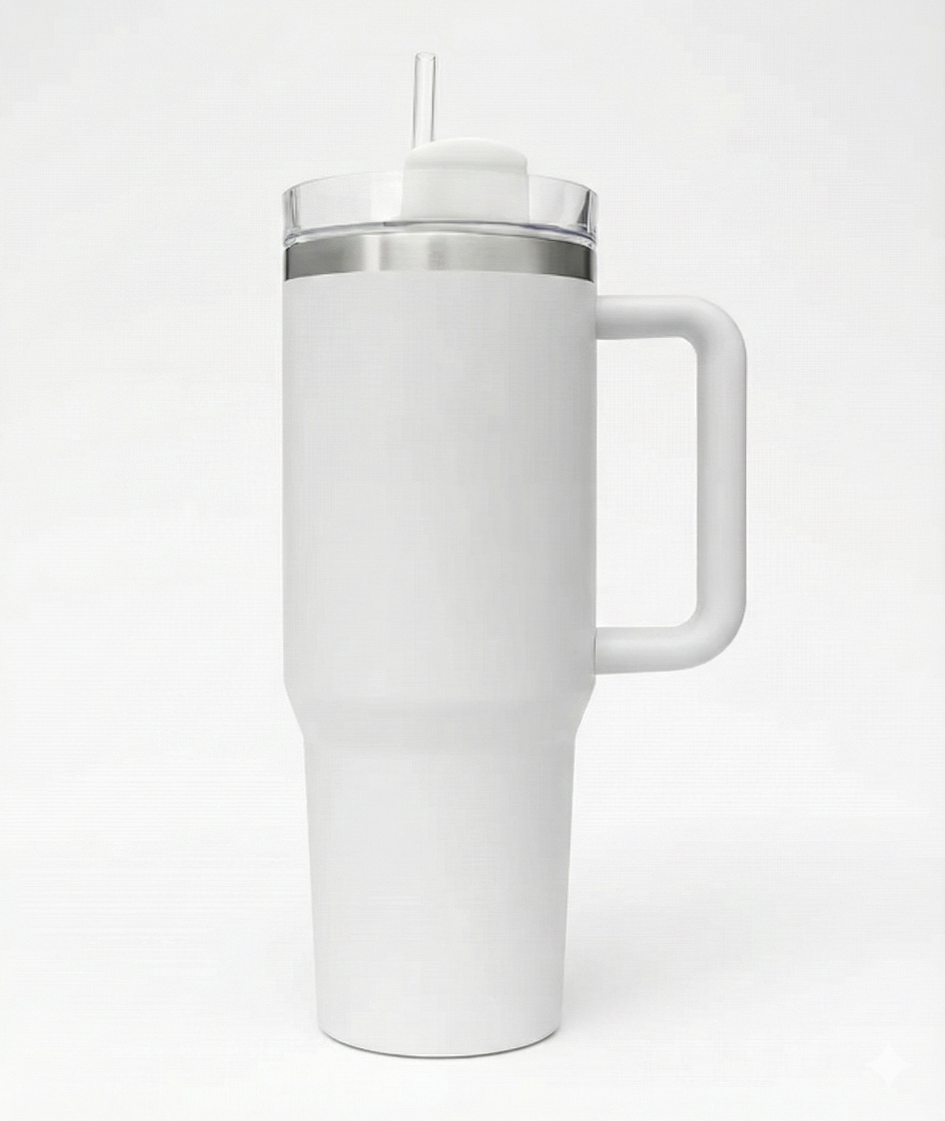 Stainless Steel Insulated Tumbler with Handle & Straw – Leakproof Travel Cup (White)