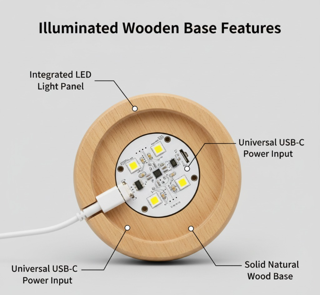 3D Saturn Crystal Globe Lamp (Warm White)