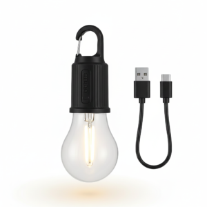 Hanging Camping Lamp with Hook – Vintage LED Bulb