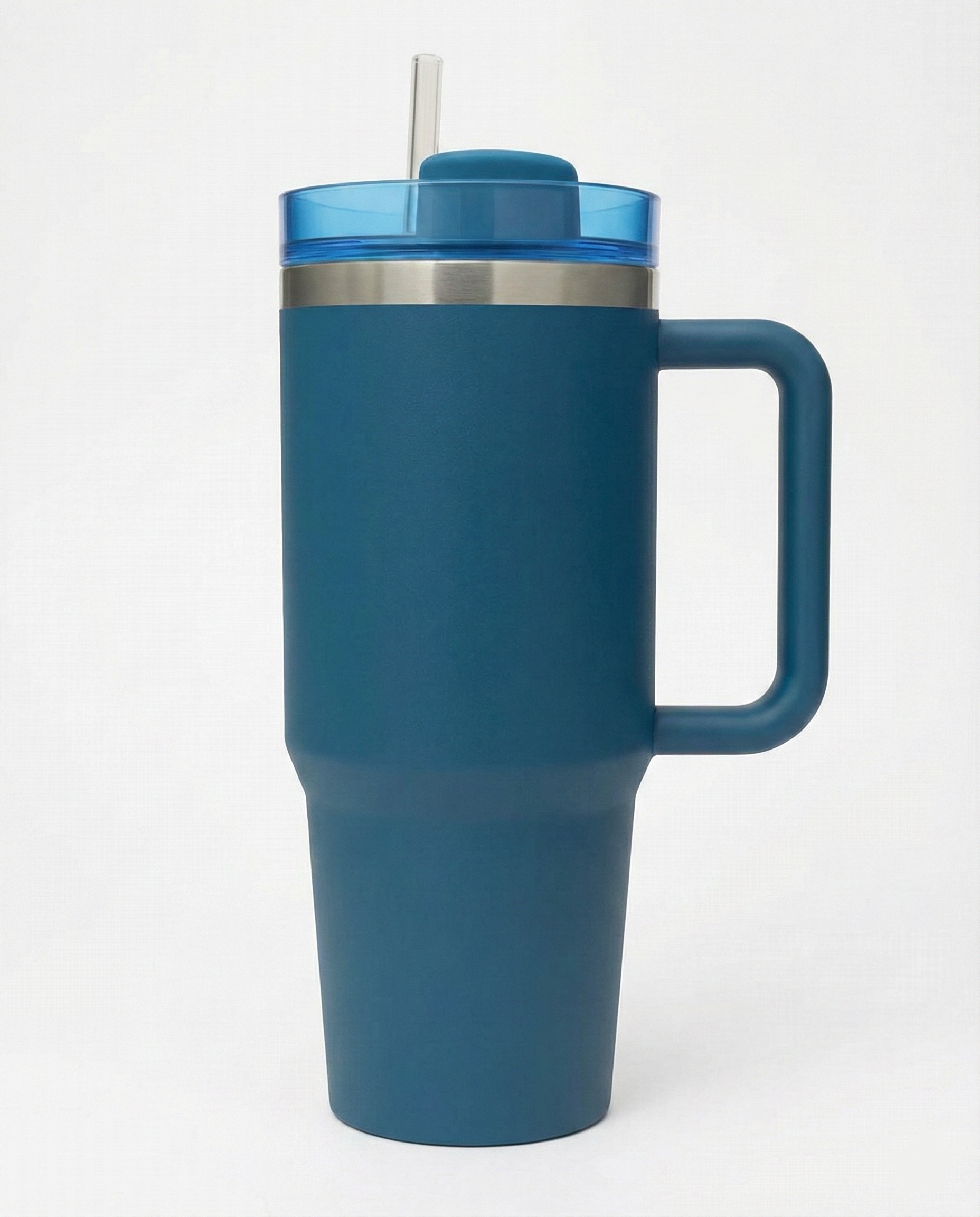 Stainless Steel Insulated Tumbler with Handle & Straw – Leakproof Travel Cup (Blue)