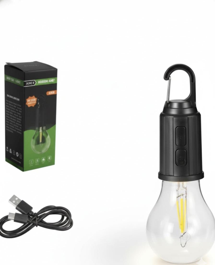Hanging Camping Lamp with Hook – Vintage LED Bulb