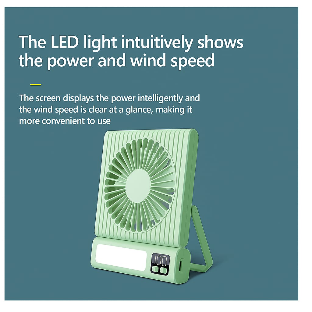 RPF-6160 “Breezy Bubblies” Rechargeable Portable Stand Fan (Light Green)