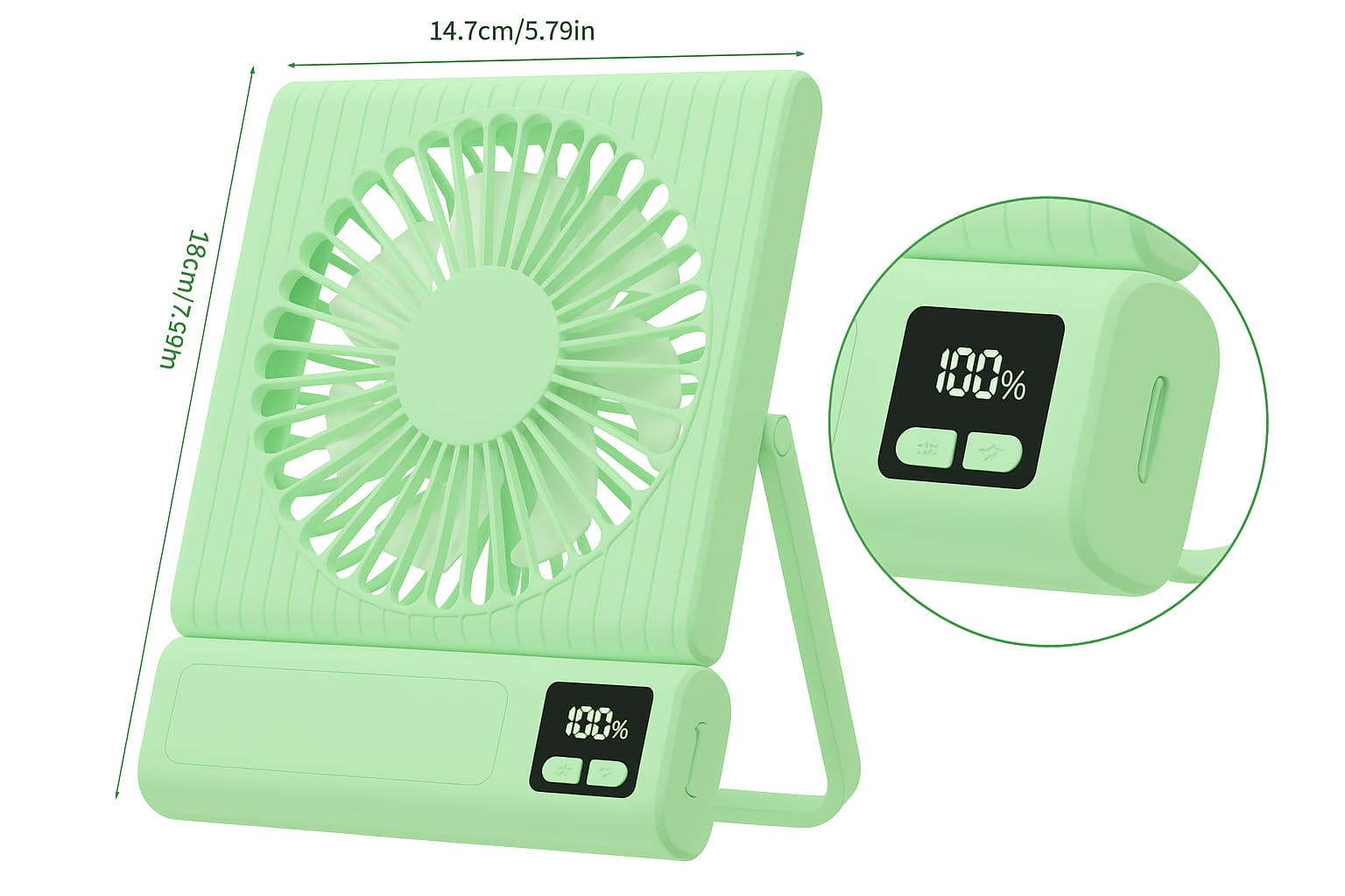 RPF-6160 “Breezy Bubblies” Rechargeable Portable Stand Fan (Light Green)