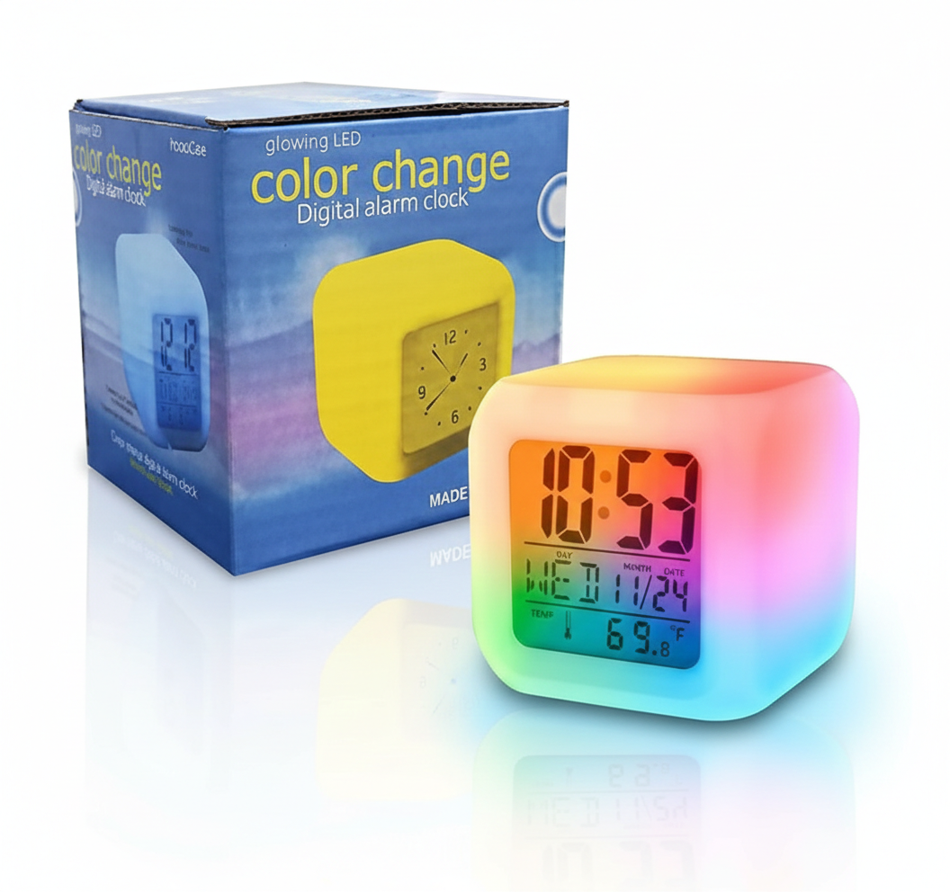 Colour Changing Digital Alarm Clock with Touch Light