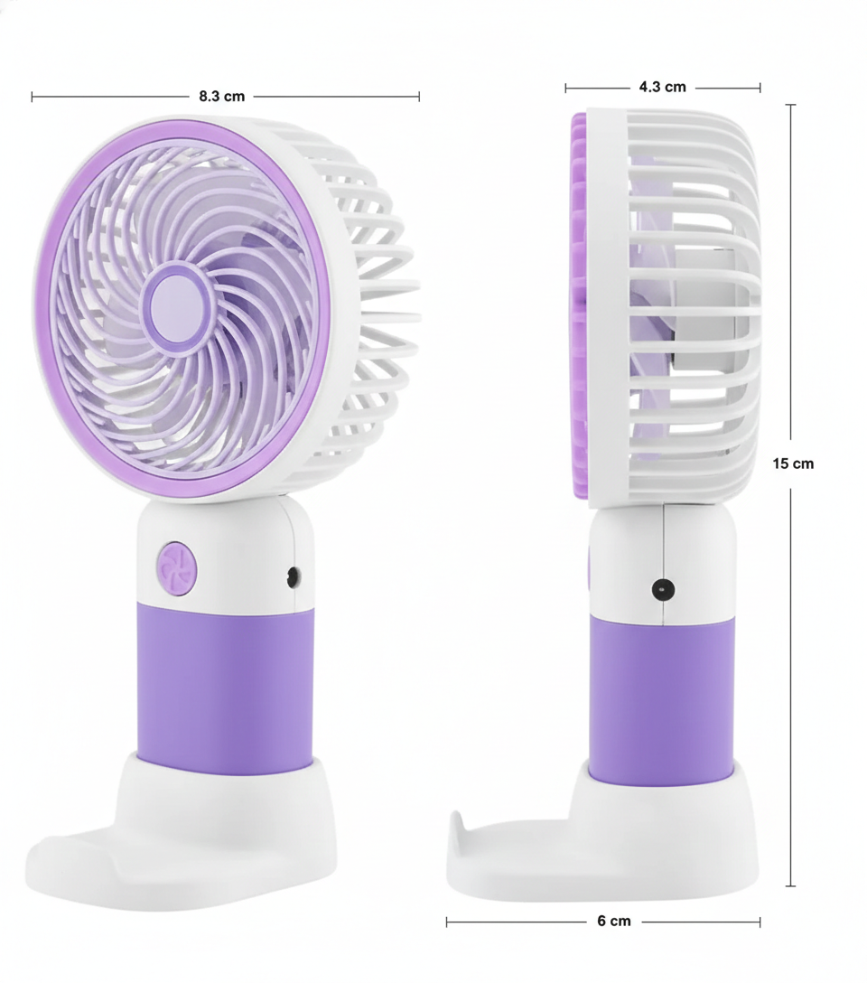 Ultra-Quiet Handheld Fan – Portable USB Rechargeable Mini Fan for Travel & Outdoor Use