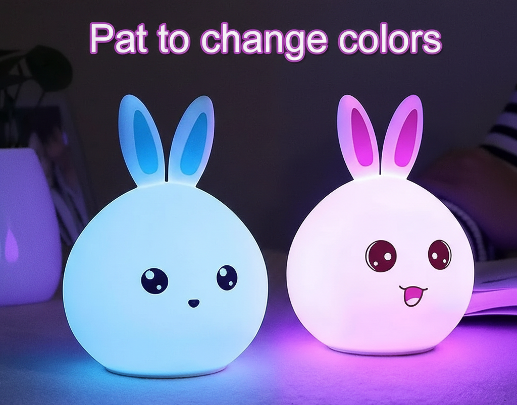 Silicone Bunny Night Lamp – Colour Changing LED Light for Kids & Bedroom