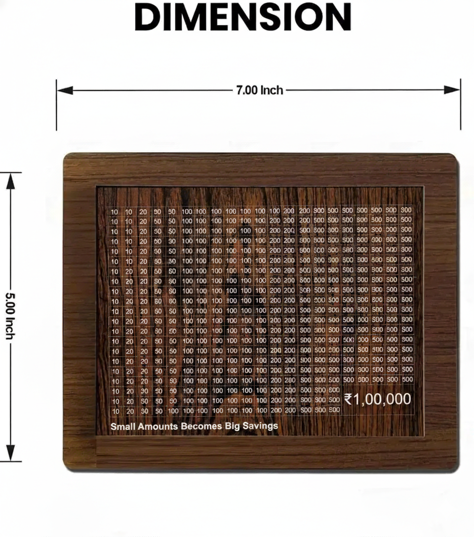 Wooden Savings Challenge Money Bank – ₹1,00,000 Goal Cash Saving Box