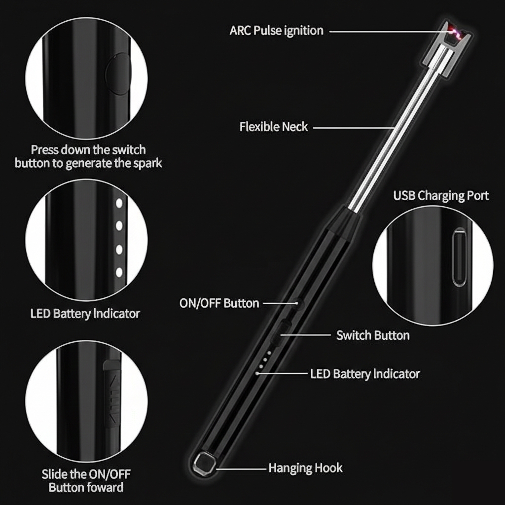 USB Rechargeable Electric Gas Lighter
