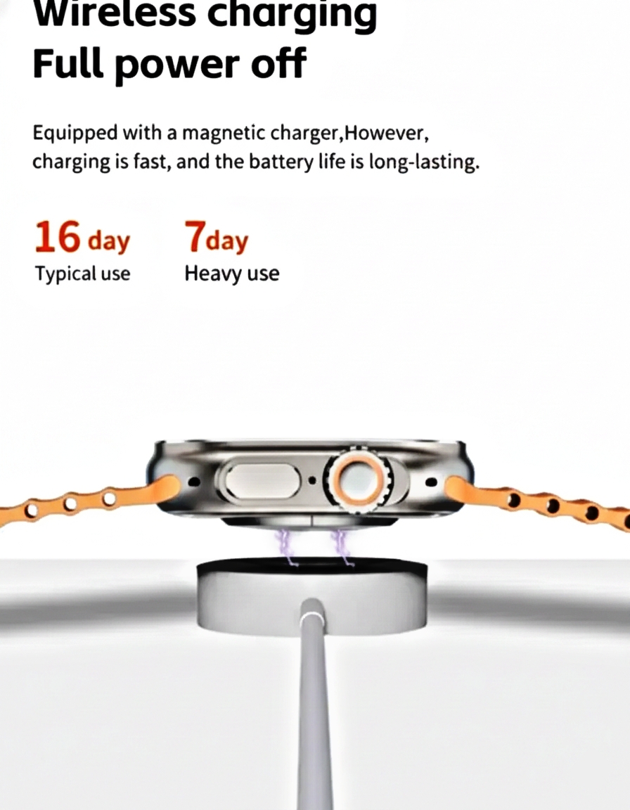 T800 Smart Watch – Bluetooth Calling, Wireless Charging & Premium Design