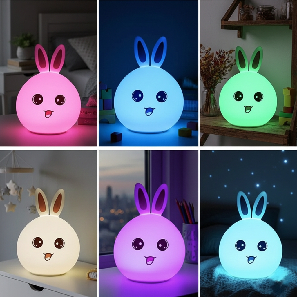 Silicone Bunny Night Lamp – Colour Changing LED Light for Kids & Bedroom